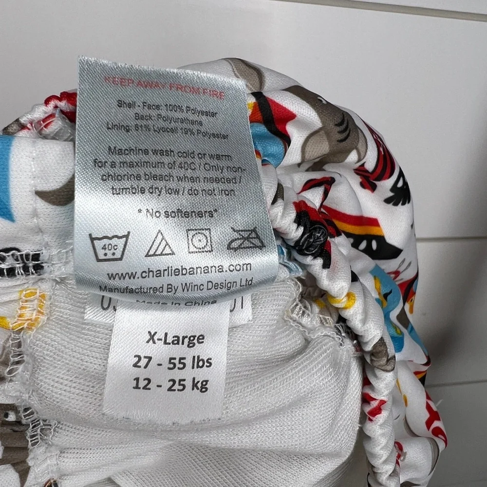 Charlie Banana Baby Swim Diaper - White with Multicolor Print - Picture 7 of 7